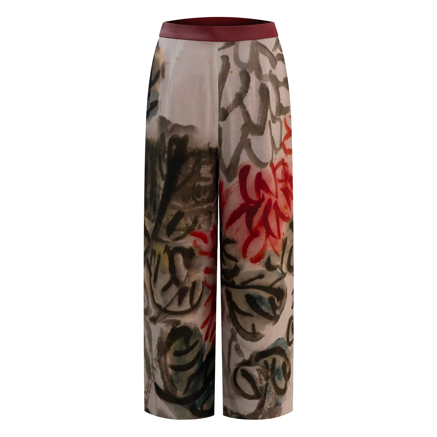 SPARKLE COLLECTION x HKMoA【WINE & CHRYSANTHEMUMS】100% Silk Cheongsam Wide-Legged Pants (延年壽酒)(齊白石)