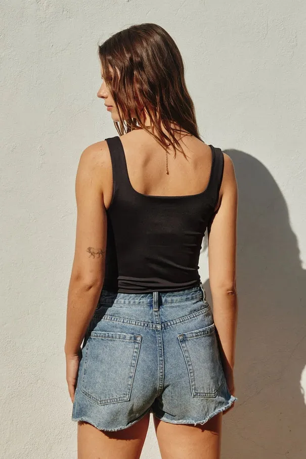 Square Neck Bodysuit • Black