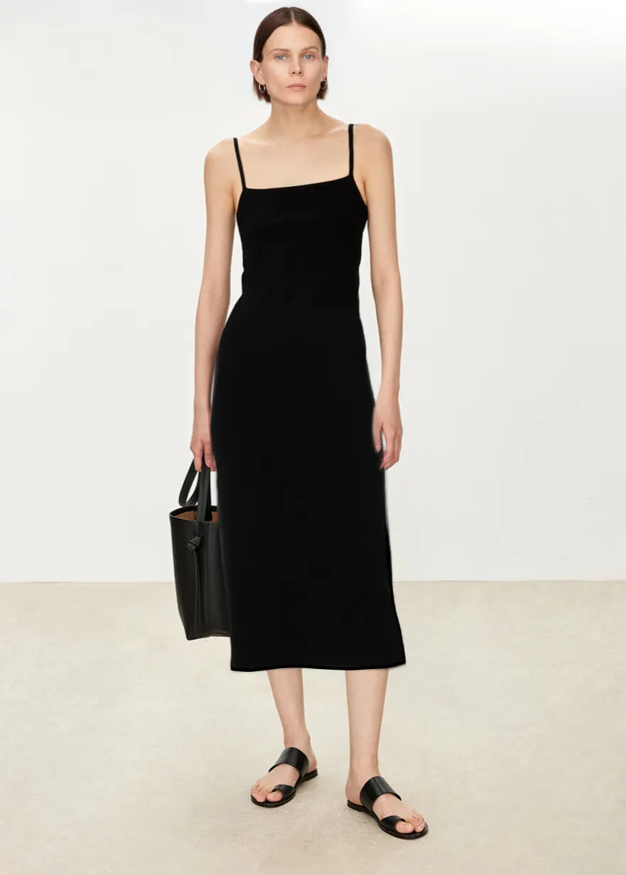 The Knitted Slip Dress in Black