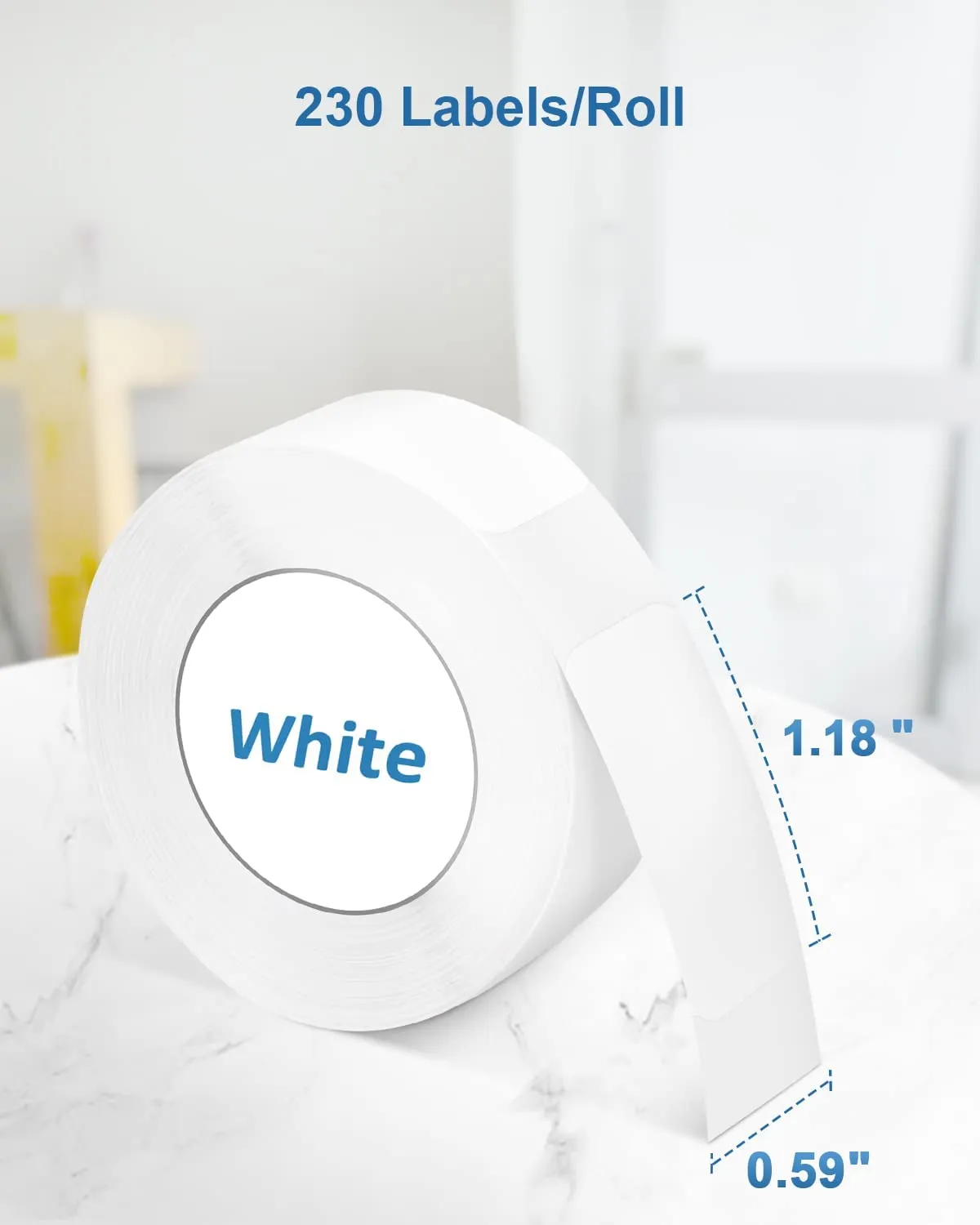 Thermal Label Tape Reel 0.59"×1.18" Waterproof Tear-Resistant Sticker Labels Replacement for Polono P10 Label Maker, 230 Labels/Reel (White)