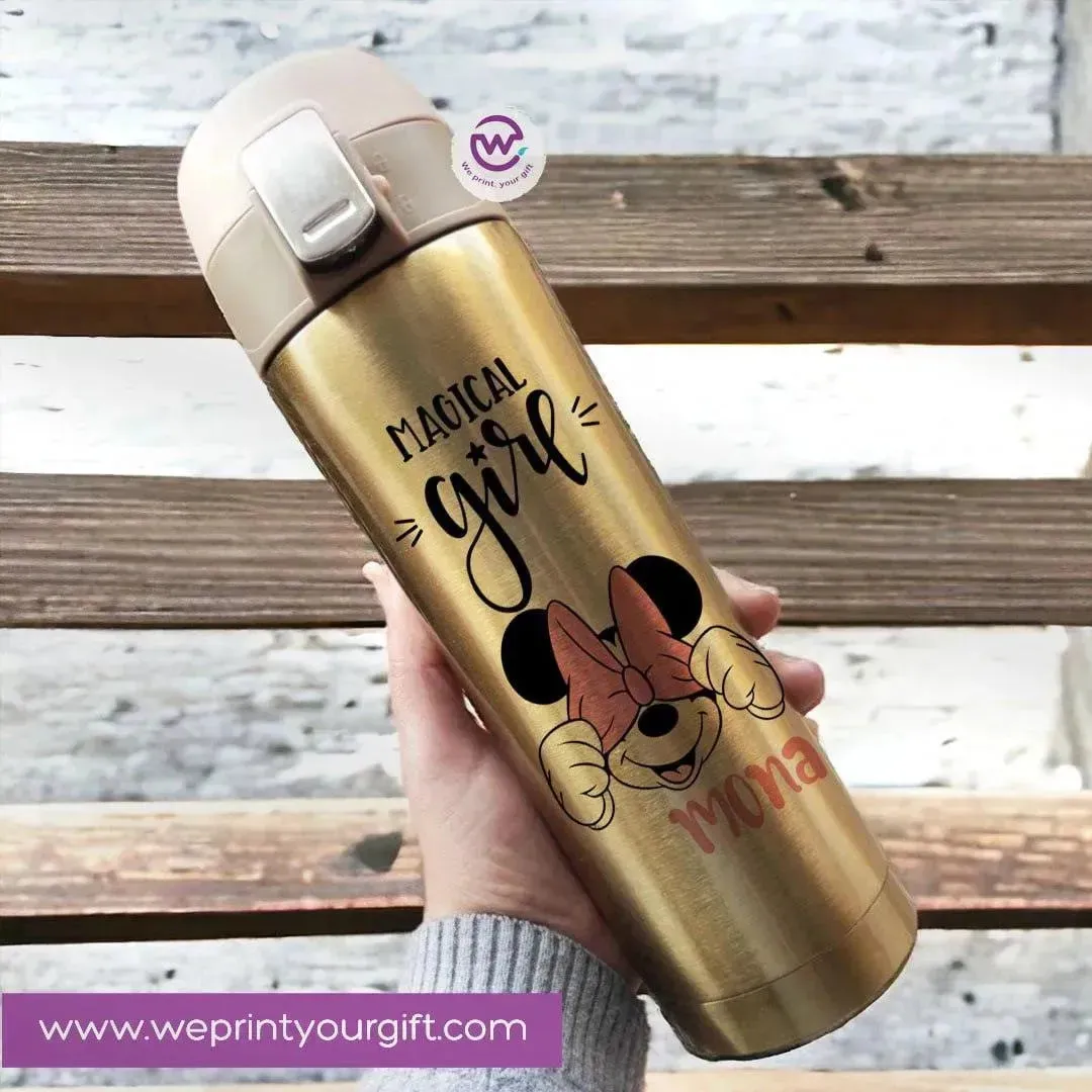 Thermal Mug With lock -Gold-Minnie Mouse