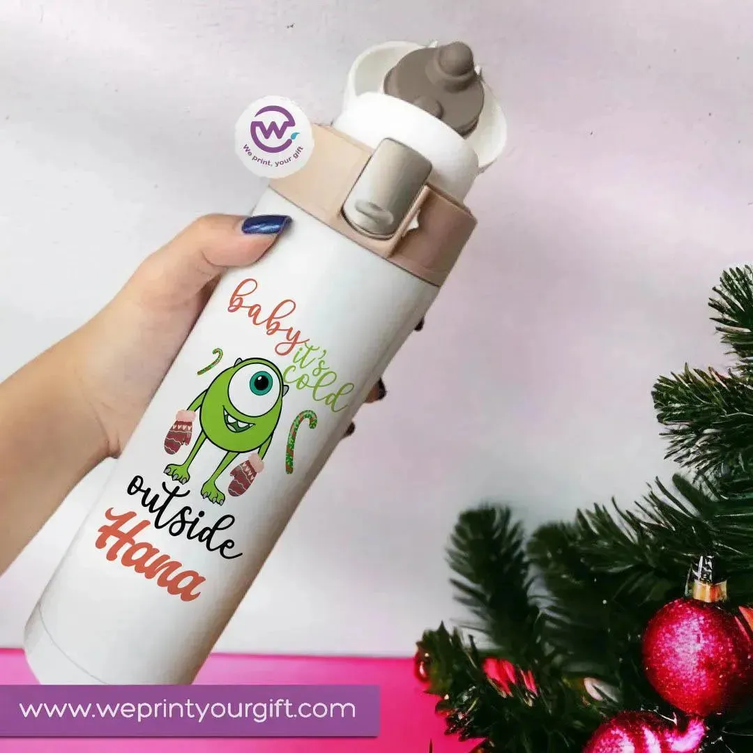 Thermal Mug with lock - Slim Shape- Monsters, Inc.-christmas