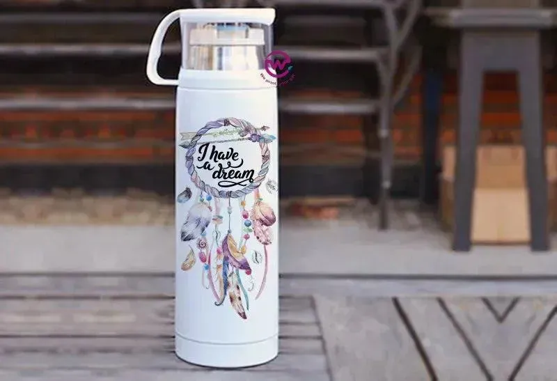Thermal Thermos With Cup - Stainless Steel - Dream catcher
