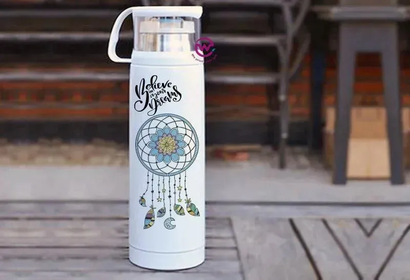 Thermal Thermos With Cup - Stainless Steel - Dream catcher
