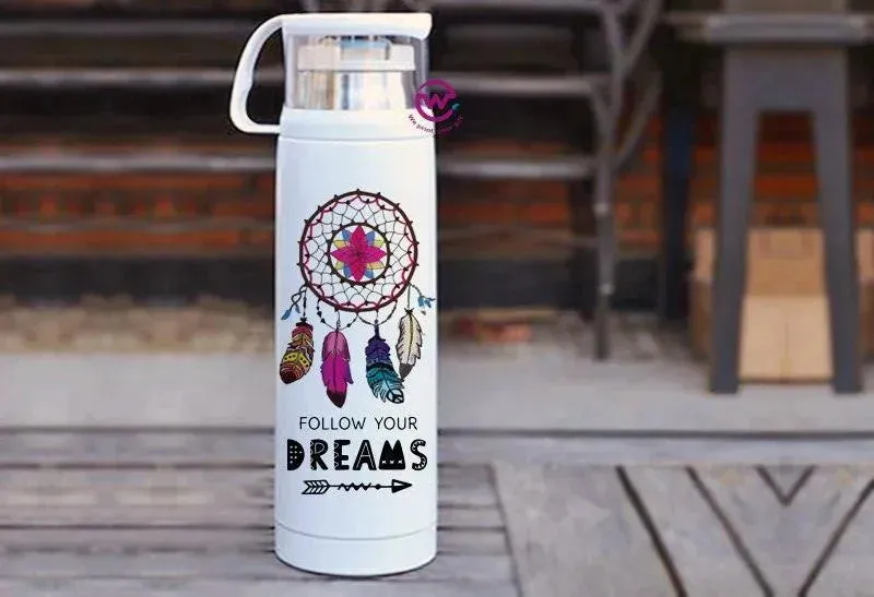 Thermal Thermos With Cup - Stainless Steel - Dream catcher