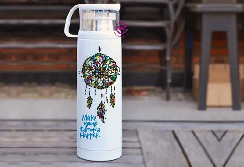 Thermal Thermos With Cup - Stainless Steel - Dream catcher