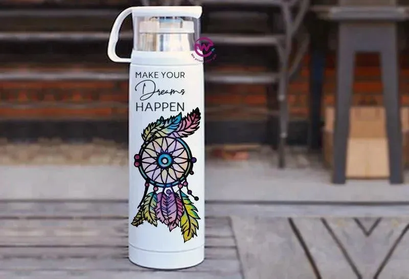 Thermal Thermos With Cup - Stainless Steel - Dream catcher