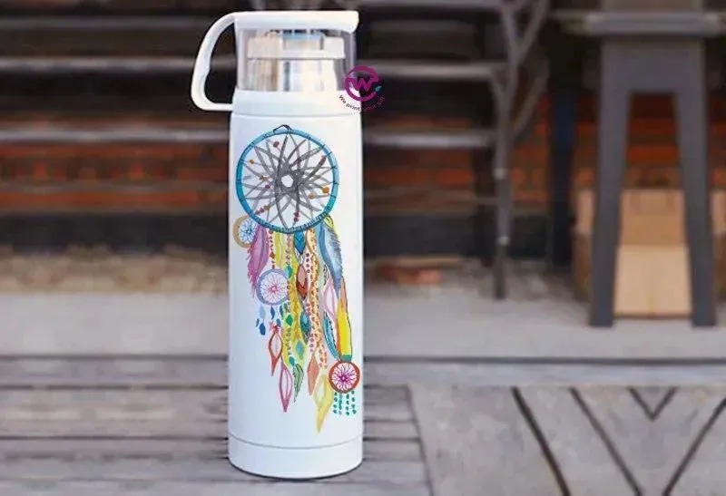 Thermal Thermos With Cup - Stainless Steel - Dream catcher