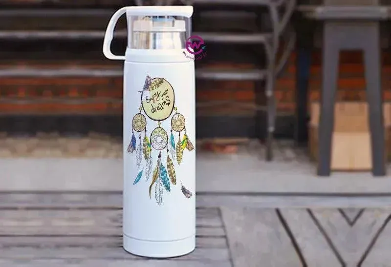 Thermal Thermos With Cup - Stainless Steel - Dream catcher