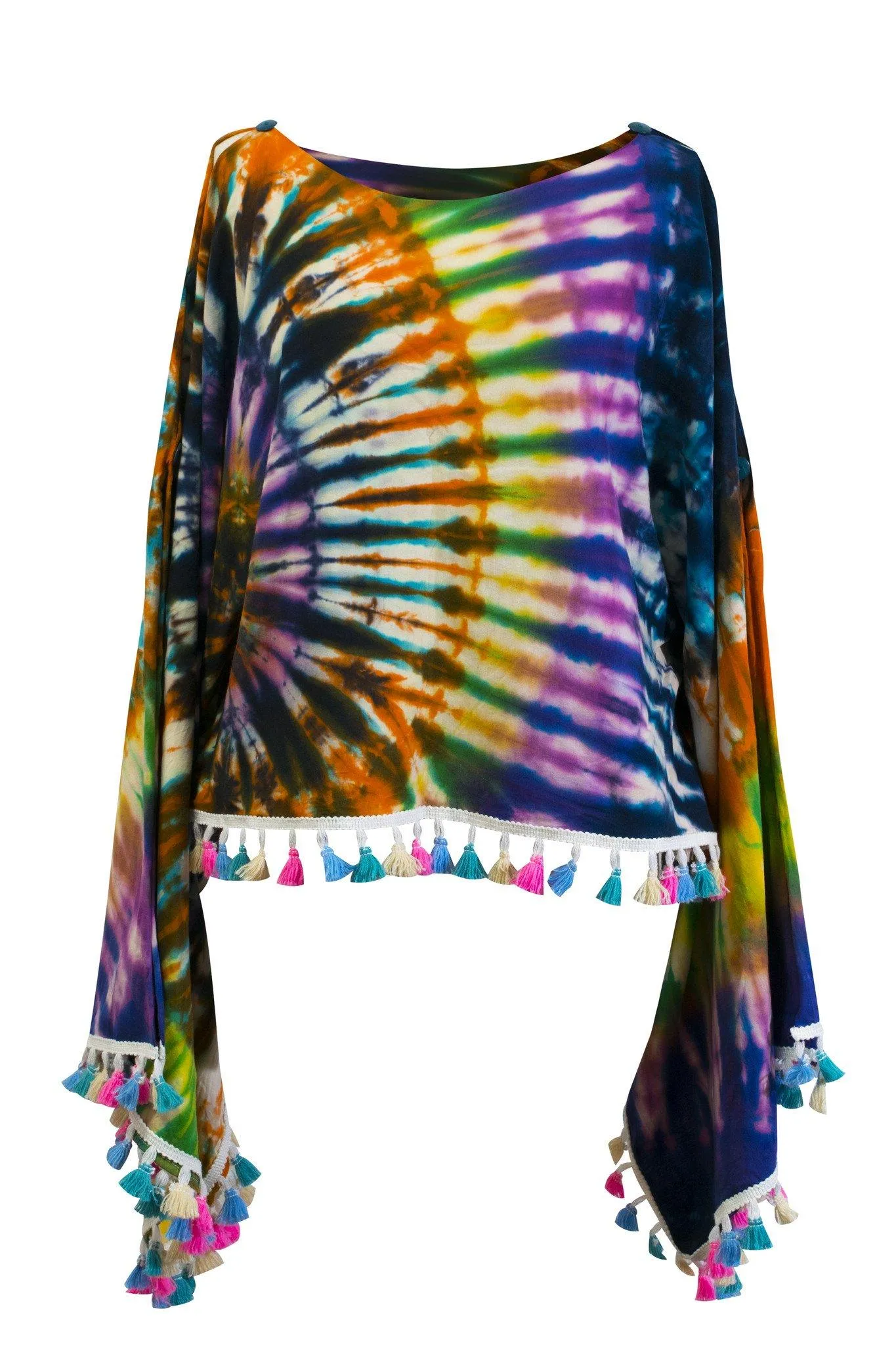 Tie dye Groovy Colors 2in1 Poncho Wrap Shawl Bohemian hippie festival beachwear