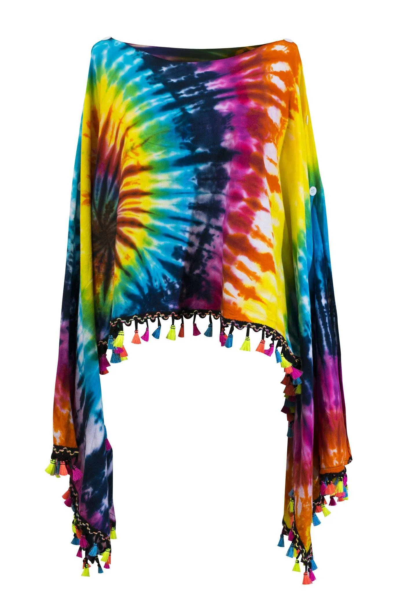 Tie dye Groovy Colors 2in1 Poncho Wrap Shawl Bohemian hippie festival beachwear