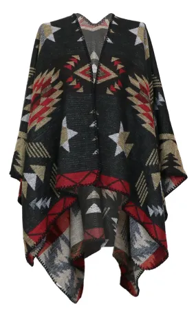 Tribal Aztec Western Poncho Wrap