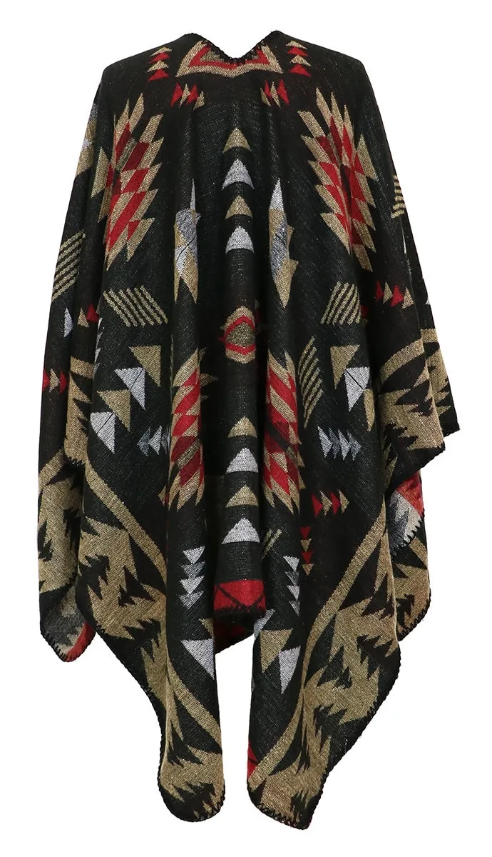 Tribal Aztec Western Poncho Wrap