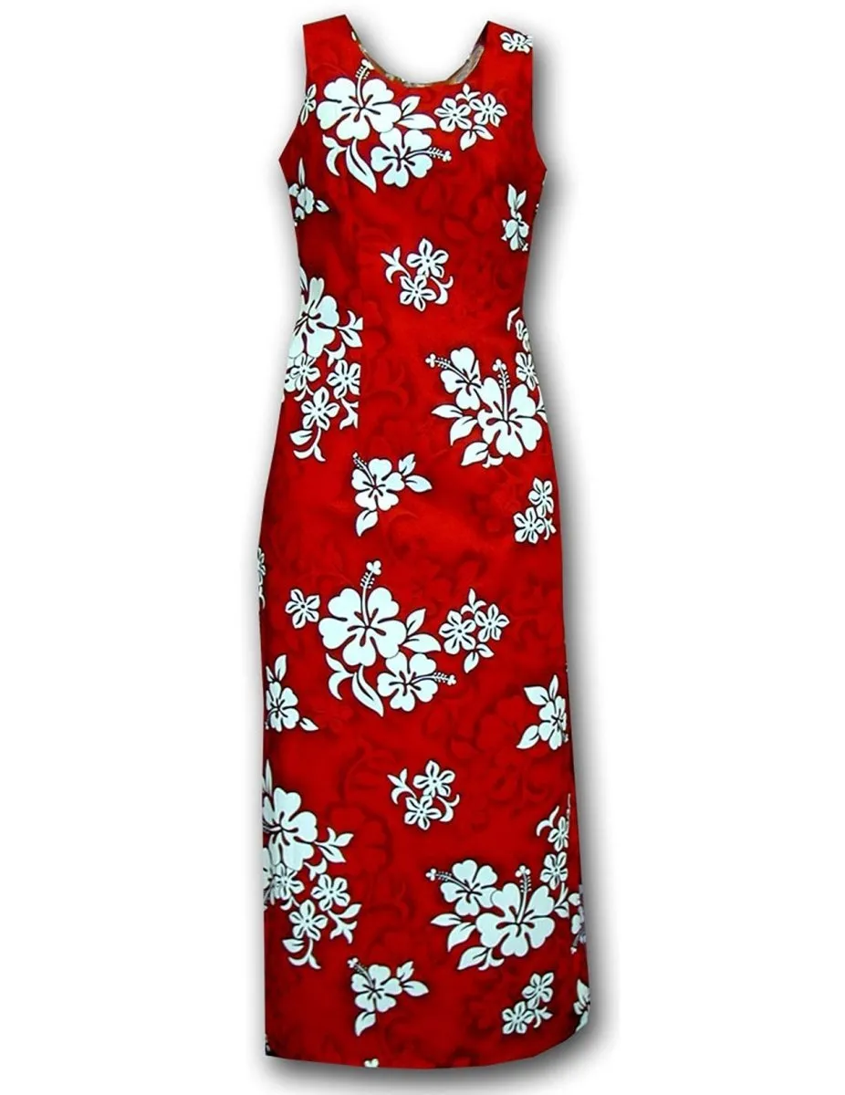 Tropical Hibiscus Sleeveless Long Maxi Dress