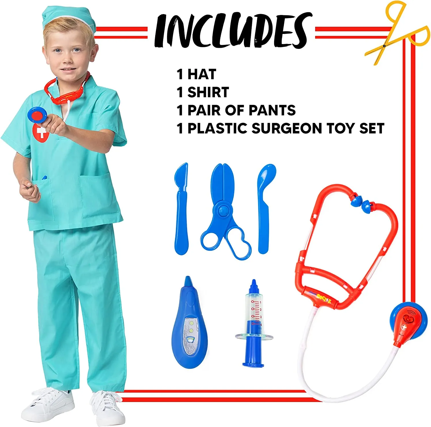 Unisex Kids Surgeon Scrubs Costume Set - Child