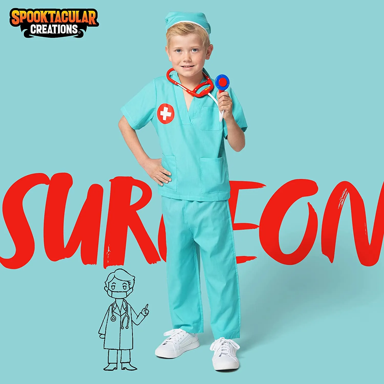 Unisex Kids Surgeon Scrubs Costume Set - Child