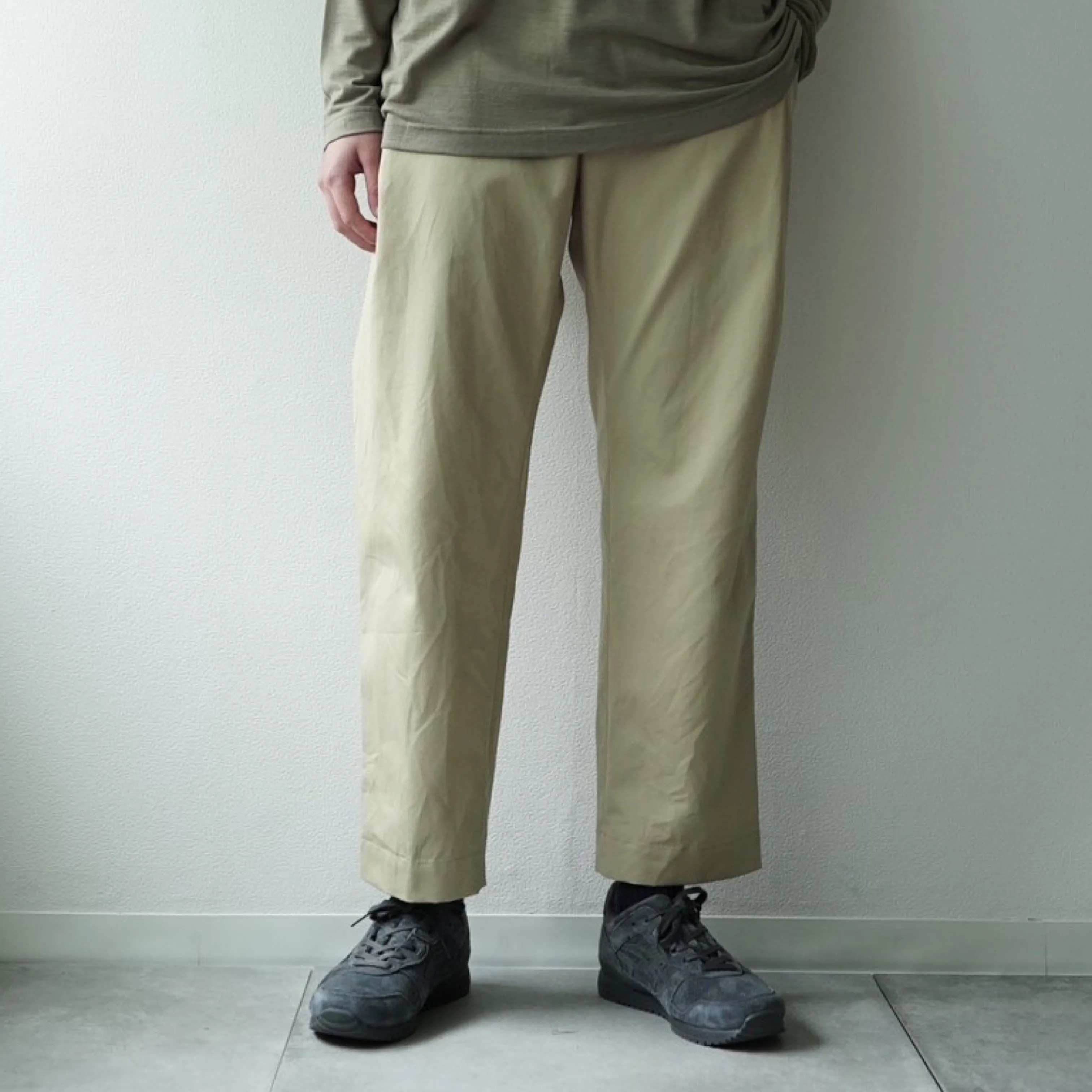 Ventile Cotton Weather Cloth Side Tuck Pants(BEIGE)