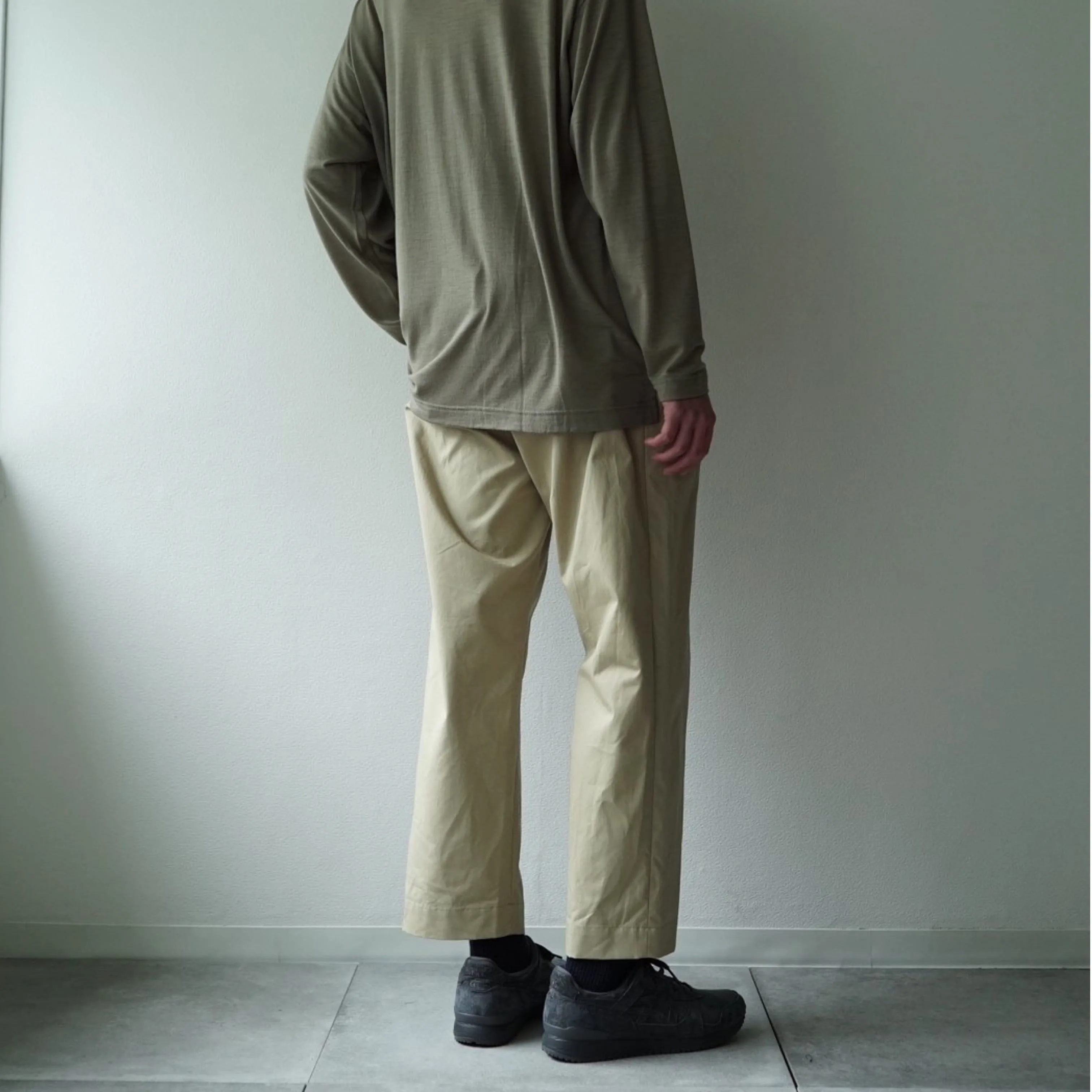 Ventile Cotton Weather Cloth Side Tuck Pants(BEIGE)