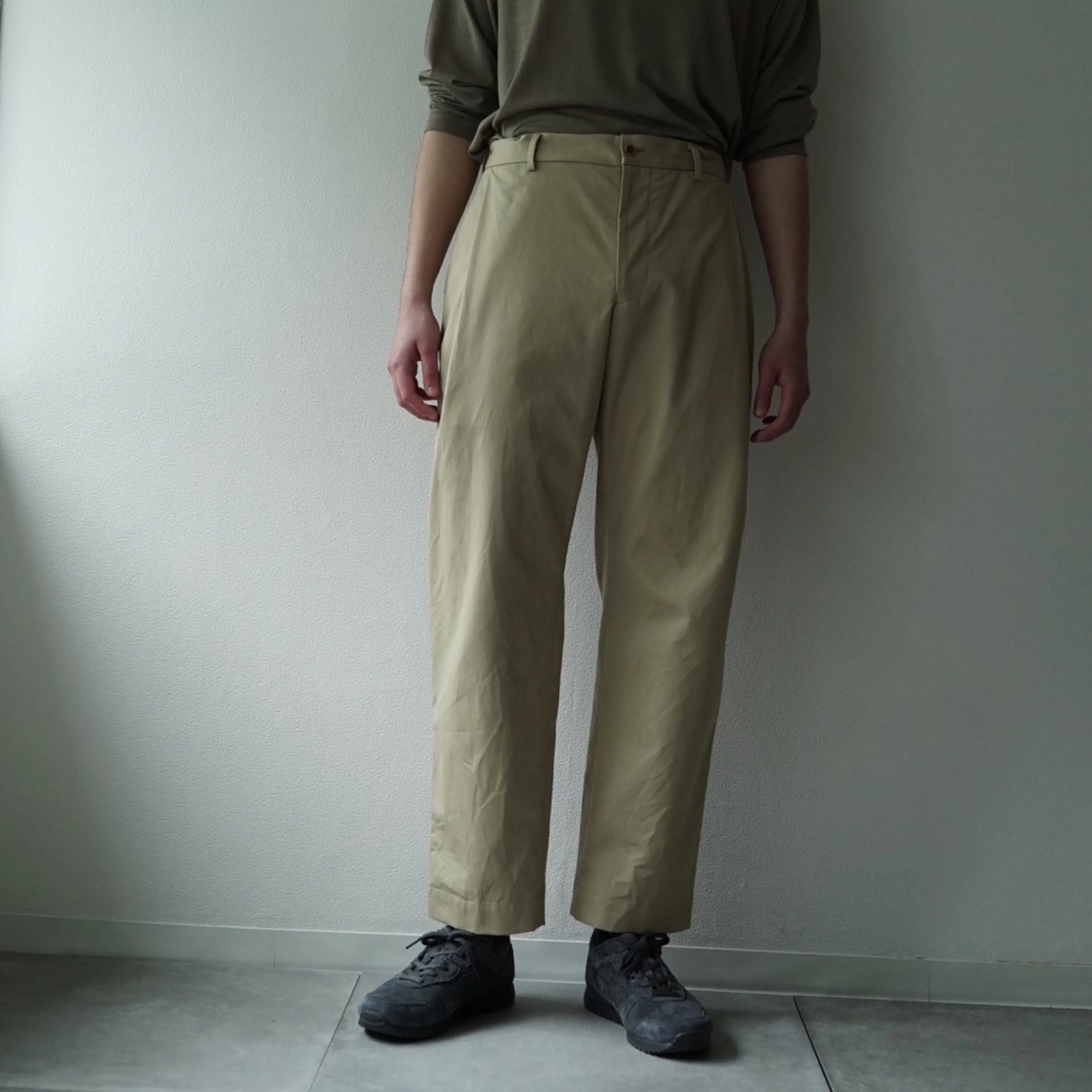 Ventile Cotton Weather Cloth Side Tuck Pants(BEIGE)