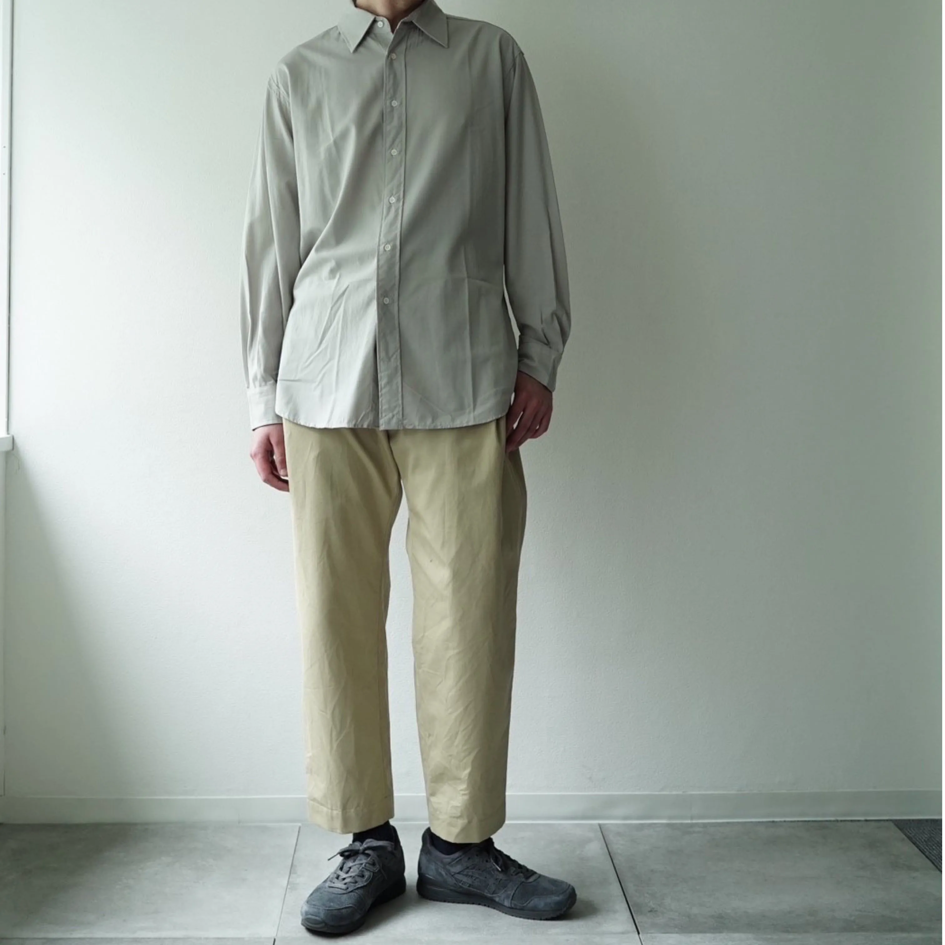 Ventile Cotton Weather Cloth Side Tuck Pants(BEIGE)