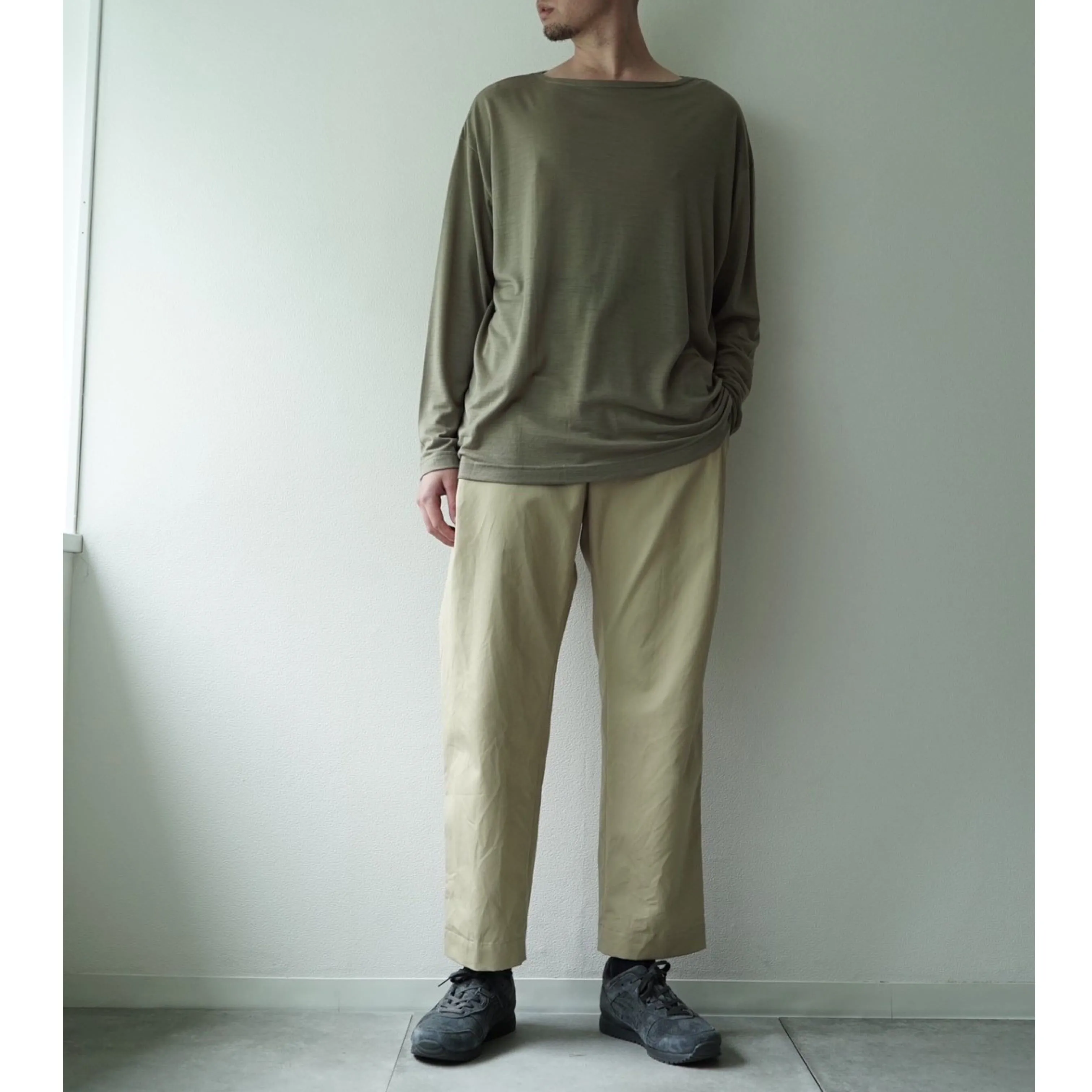 Ventile Cotton Weather Cloth Side Tuck Pants(BEIGE)