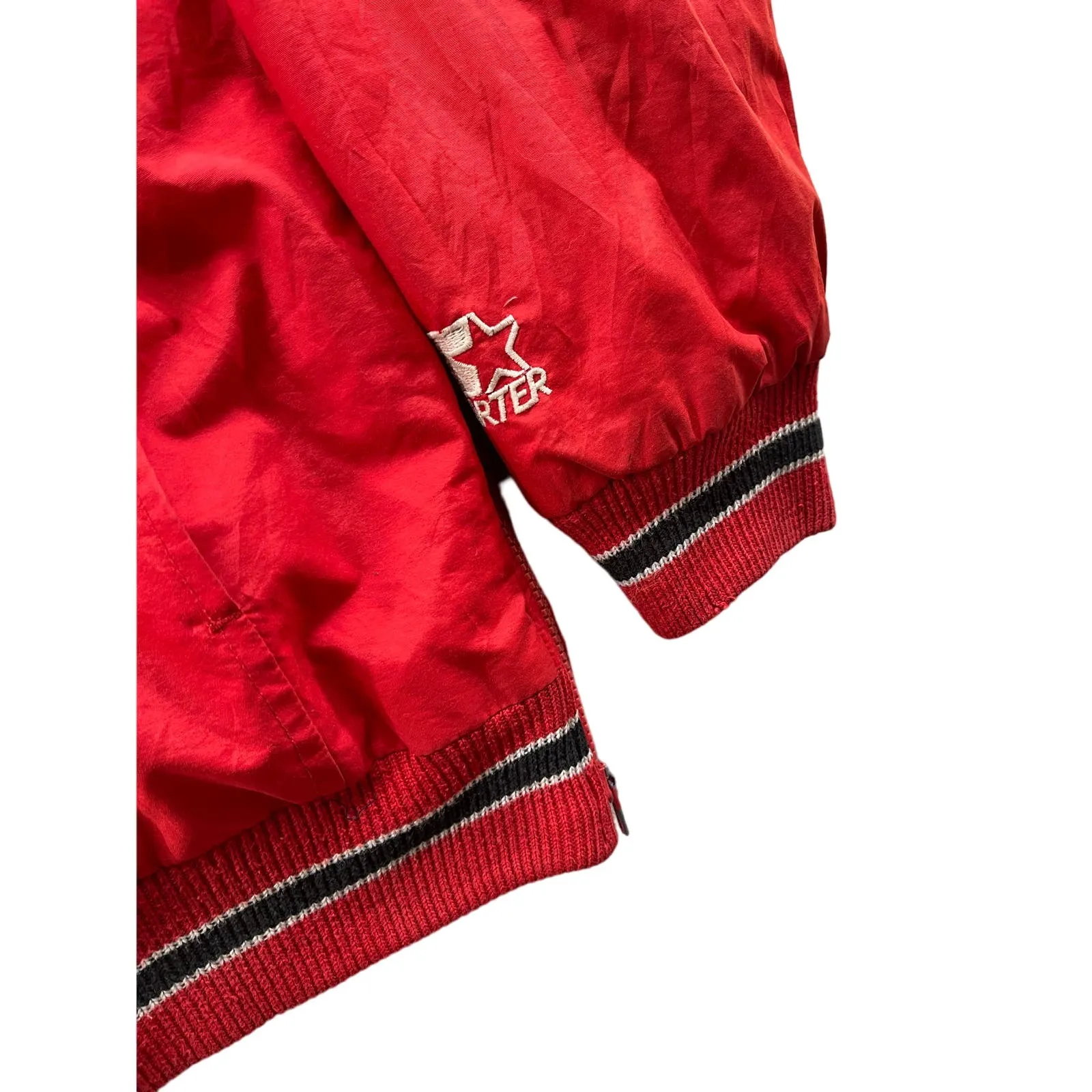 Vintage 1990's Starter Chicago Bulls NBA Team Embroidered Quilted Jacket