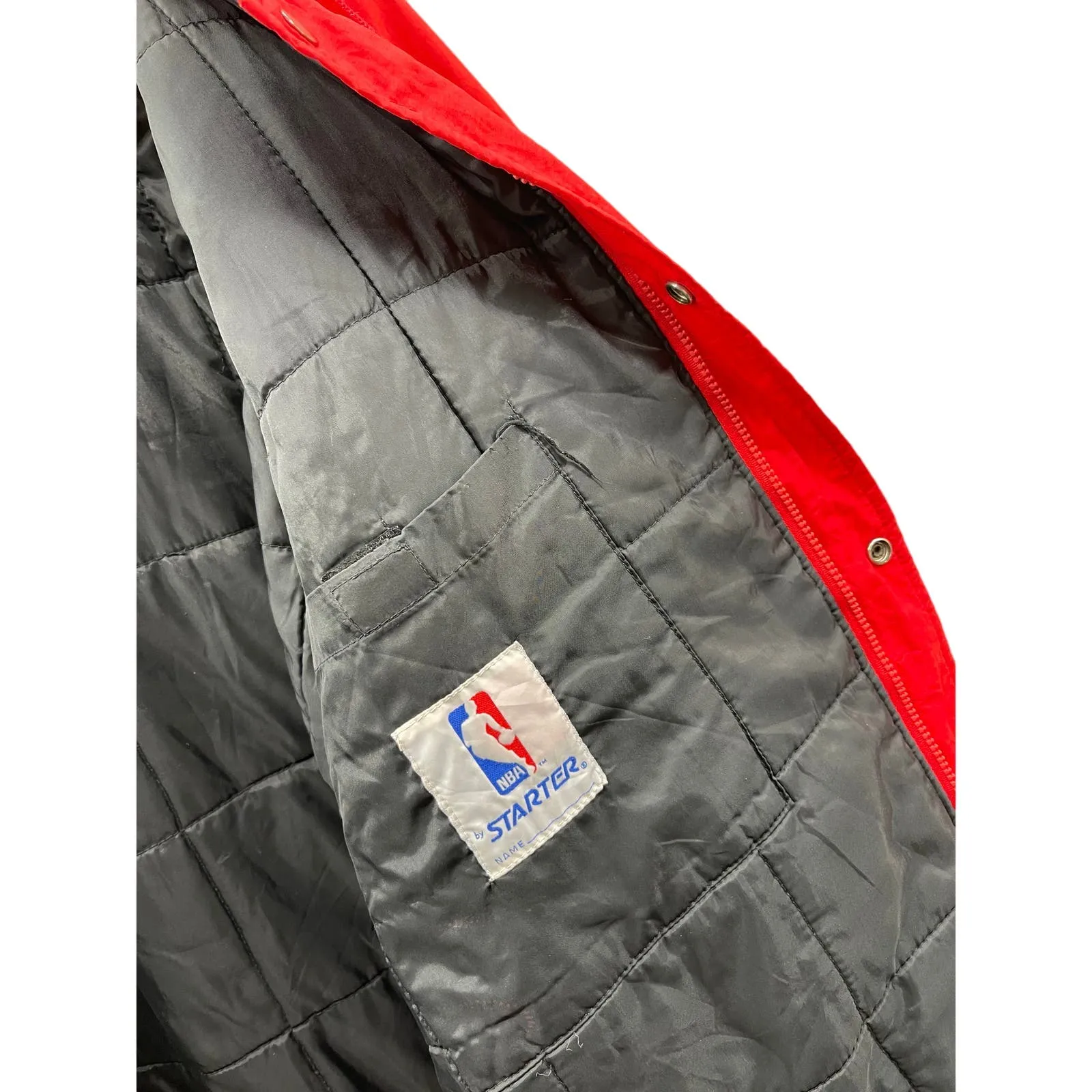 Vintage 1990's Starter Chicago Bulls NBA Team Embroidered Quilted Jacket