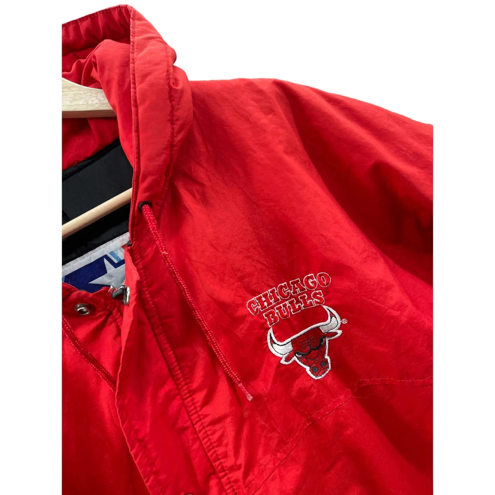 Vintage 1990's Starter Chicago Bulls NBA Team Embroidered Quilted Jacket