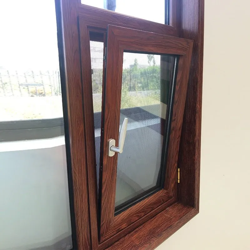 Virginia exquisite cheap Tilt & turn with wood grain finishing thermal insulated aluminum window with double glass