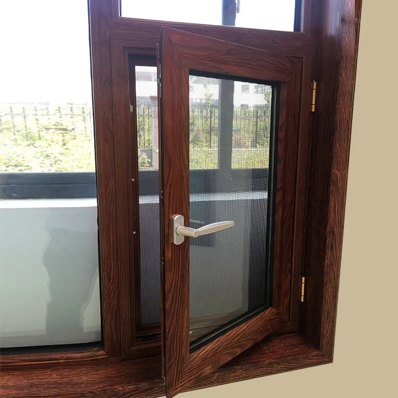 Virginia exquisite cheap Tilt & turn with wood grain finishing thermal insulated aluminum window with double glass