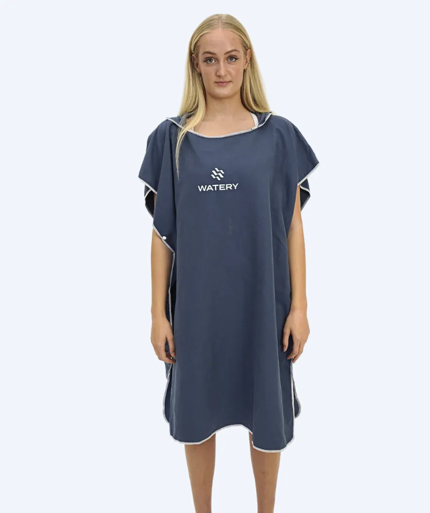 Watery badeponcho til voksne - Microfiber - Mørkeblå