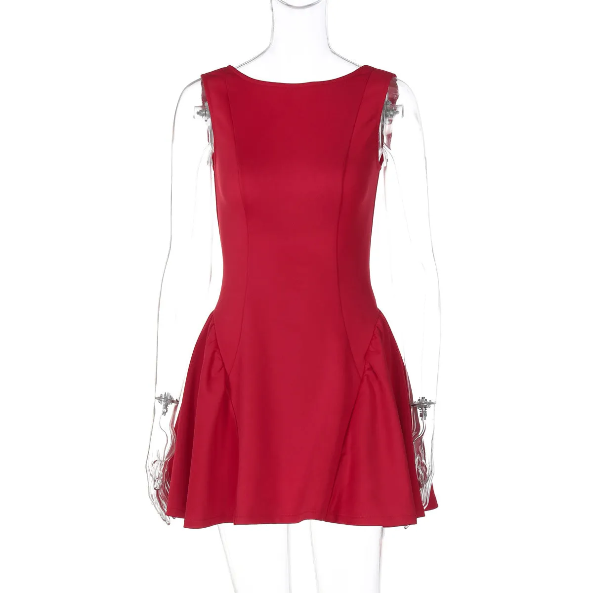 Women Solid Color Short Sexy Slim Fit Backless Dress