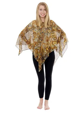 Women's Poncho, Beige Animal Print