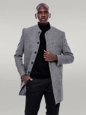 WSS Mandarin Collar Grey Short Coat  - Singen